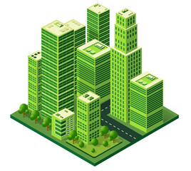 Green smart city buildings showing sustainability and eco-friendliness