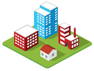 Modern city buildings representing urban landscape in isometric view