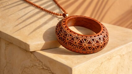 Close up view of a beautiful handmade bracelet made of natural materials.