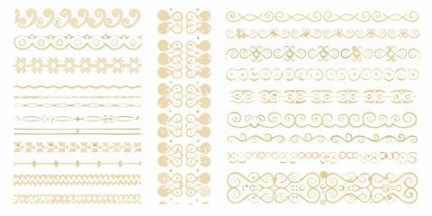 Collection of elegant gold decorative borders and dividers with vintage and ornate flourishes