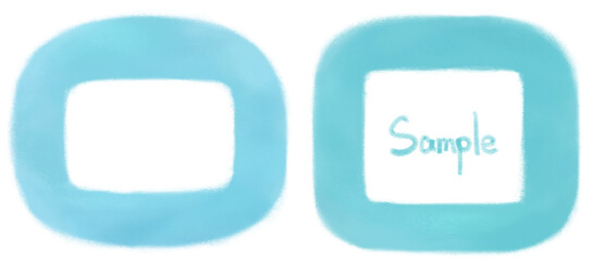 冷たさを感じる水色の水彩で描かれた装飾囲みフレーム