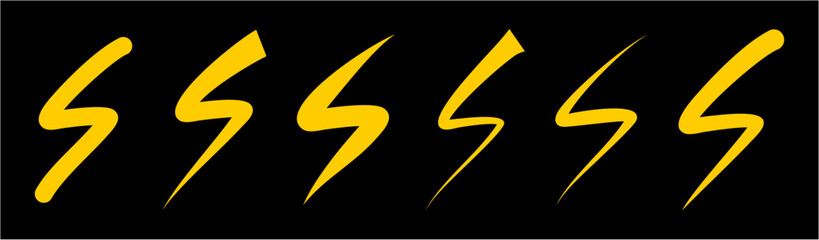 various of hand drawn lighting thunder bolt icon