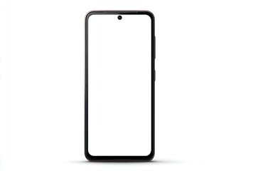 Sleek black and red smartphone with a blank white screen, isolated against a clean white background, positioned in portrait orientation