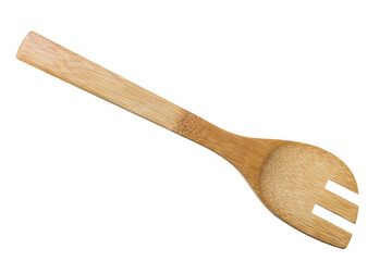 Wooden Salad Fork on White Background