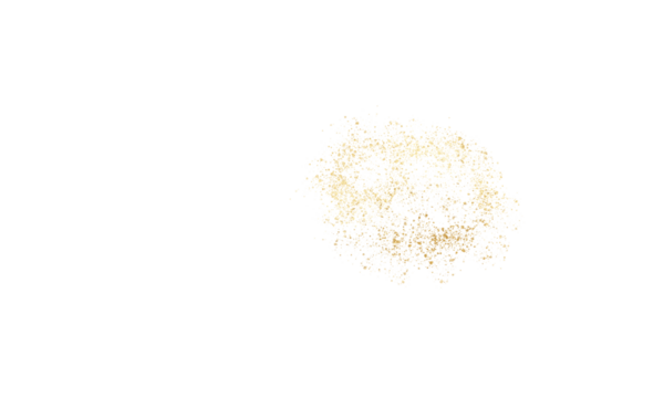 Gold Foil splatter glitter on transparent background.Festive gold glitter and confetti for celebration with glowing golden particles
