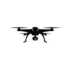 Quadcopter drone silhouette illustration for aerial technology on a white background. EPS 10.