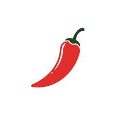 Red chili pepper icon representing spicy food and heat on a white background. EPS 10.