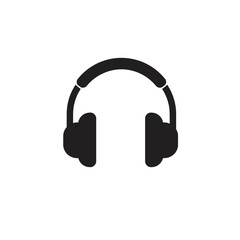Over-ear headphones silhouette icon for music and audio content on a white background. EPS 10.