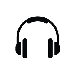 Over-ear headphones silhouette icon for music and audio content on a white background. EPS 10.