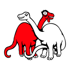 Two Brachiosaurus Crazy Weird Long Neck Dinosaur Team 2 Dino Friends Stick Tongue Out
