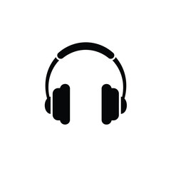 Over-ear headphones silhouette icon for music and audio content on a white background. EPS 10.