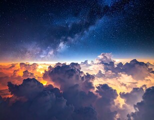 A breathtaking view of clouds, stars, and the Milky Way