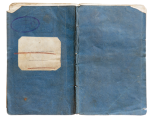 Vintage Blue Book Cover with Labels