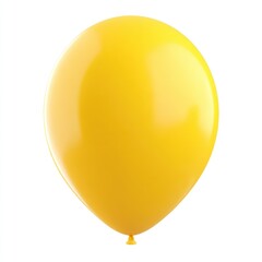 A glossy, bright yellow balloon floats against a clean white background, showcasing smooth curves and subtle light reflections on its surface