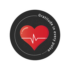 Heartbeat of Gratitude with Love and Wellness Symbol