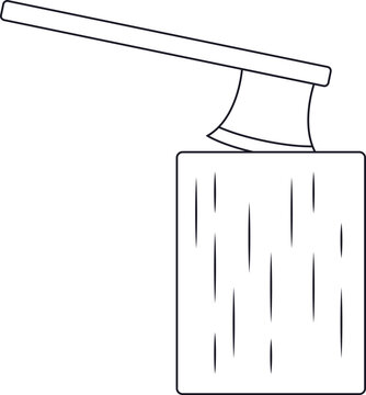axe on wood block outline clip art preview