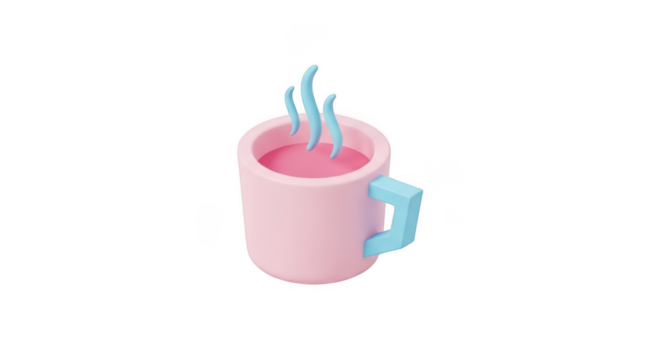 3d Render Pink Mug Of Hot Drink