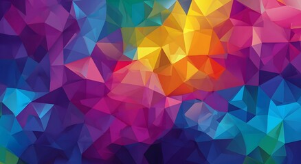 Obraz premium Colorful Polygonal Gradient Pattern with Interlocking Triangles for Abstract Art, Tech, or Design Background Use