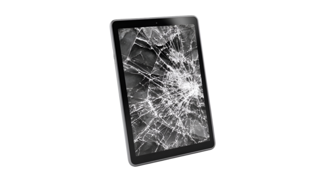 Broken tablet screen shattered glass repair technology damage