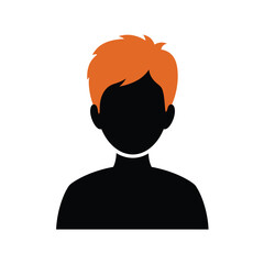 Stylized avatar of person with orange hair and black shirt for digital identity on a white background. EPS 10.