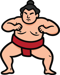 sumo wrestler cartoon vector illustration