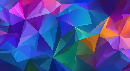 Vibrant Polygonal Abstract Pattern with Overlapping Triangles in Bold Colors for Tech or Design Use
