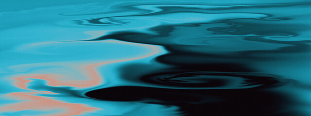 Abstract digital artwork featuring fluid swirling shapes in vibrant shades of blue and orange. Smooth color transitions create a dynamic flow with a hypnotic, dreamlike visual effect.