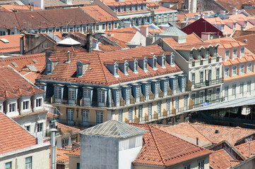 Obraz premium View of Baixa District Architecture in Lisbon, Portugal 