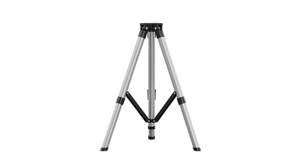 Sleek Aluminum Tripod for Photography and Video, Isolated on a Pure White Background.