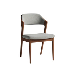 Modern upholstered wooden dining chair with curved back isolated on a transparent background furniture