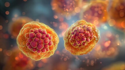 Human pathogenic viruses with detailed molecular surface structure, generative ai illustration