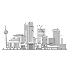 Naklejka premium Line art skyline illustration of Anchorage city buildings 