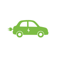 Fototapeta premium Electric car charging with power plug and lightning symbol on a white background. EPS 10.