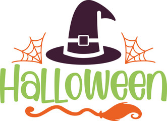 Happy Halloween typography clip art design on plain white transparent isolated background for card, shirt, hoodie, sweatshirt, apparel, card, tag, mug, icon, poster or badge