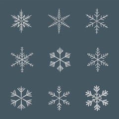 Snowflake Set Winter Vector Illustration.