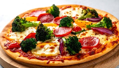 A delicious pizza with various toppings