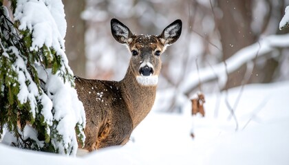 Obraz premium A deer in a snowy forest