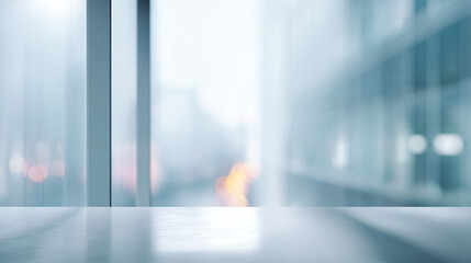 Frosted Office Wall With Vertical Data Glow — Clean Copy Space Tech Background