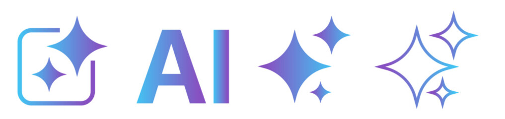 Generative AI Stars Sparkles Logo Icon with Colorful Flat Designs Modern AI Symbols for Creative Tools Tech Apps Vector Illustration