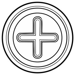 Obraz premium Medical Plus Sign Outline within Circular Design Black and White Icon