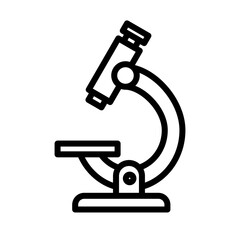 Flat line icon of a microscope, symbolizing laboratory, medical research, and scientific study