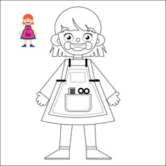 
Coloring page with images of girls in different outfits. Coloring page for children.