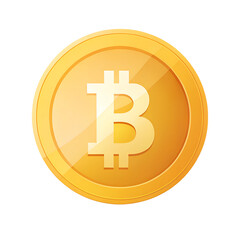 Obraz premium Golden bitcoin cryptocurrency coin symbol, isolated on transparent background