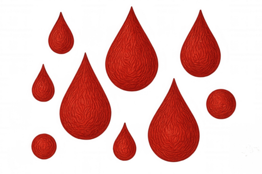 Crimson blood droplets cascading against translucent surface, symbolizing medical themes of vitality, trauma, or charitable giving