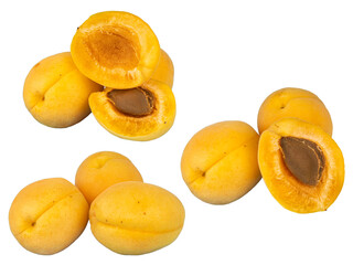 Apricots on a white background.