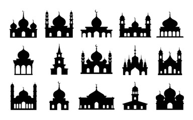 Vector art of collection of mosque silhouette for ramadan kareem