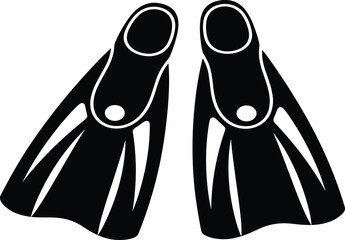 "Black swim fins vector illustration, diving flippers for snorkeling, swimming gear icon, aquatic sport equipment, underwater motion design © Mim's World