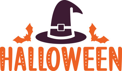 Happy Halloween typography clip art design on plain white transparent isolated background for card, shirt, hoodie, sweatshirt, apparel, card, tag, mug, icon, poster or badge