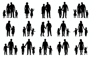 Vector art of silhouette of family, vector illustration