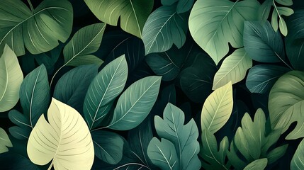Vibrant Green Foliage Closeup with Textured Leaves in Natural Light and Detailed Vein-generative ai